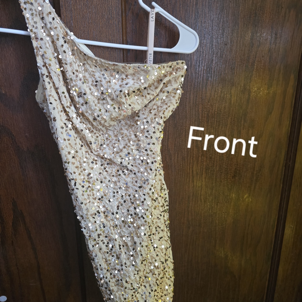 Elegant One Shoulder Sequin Dress - Gold